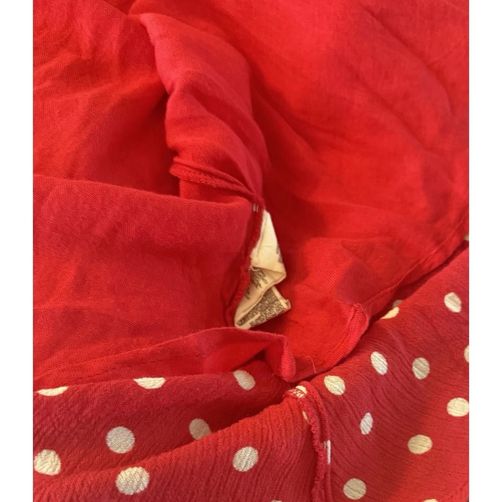 Free People Maxi Dress Women Medium Red Polka Dot Smocked Flutter Sleeve Boho - Picture 10 of 12